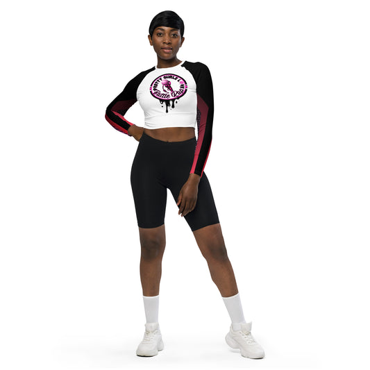 Pretty Gurlz like battle rap Recycled long-sleeve crop top