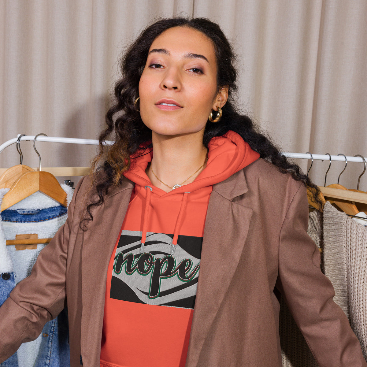 Nope Unplug Unisex eco raglan hoodie