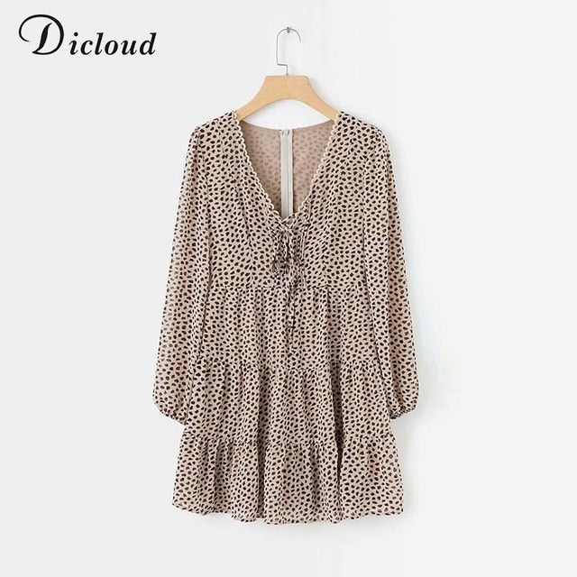 Long Sleeve A Line Ruffles Sundress Chiffon Short Party Dress - Commercial Universe Boutique
