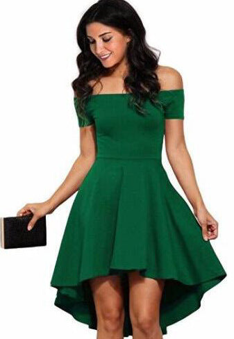 One shoulder short sleeve and large swallowtail skirt - Commercial Universe Boutique