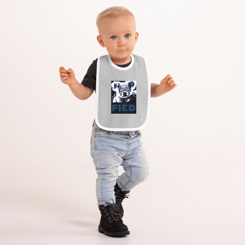 Koala-Fied Embroidered Baby Bib - Commercial Universe