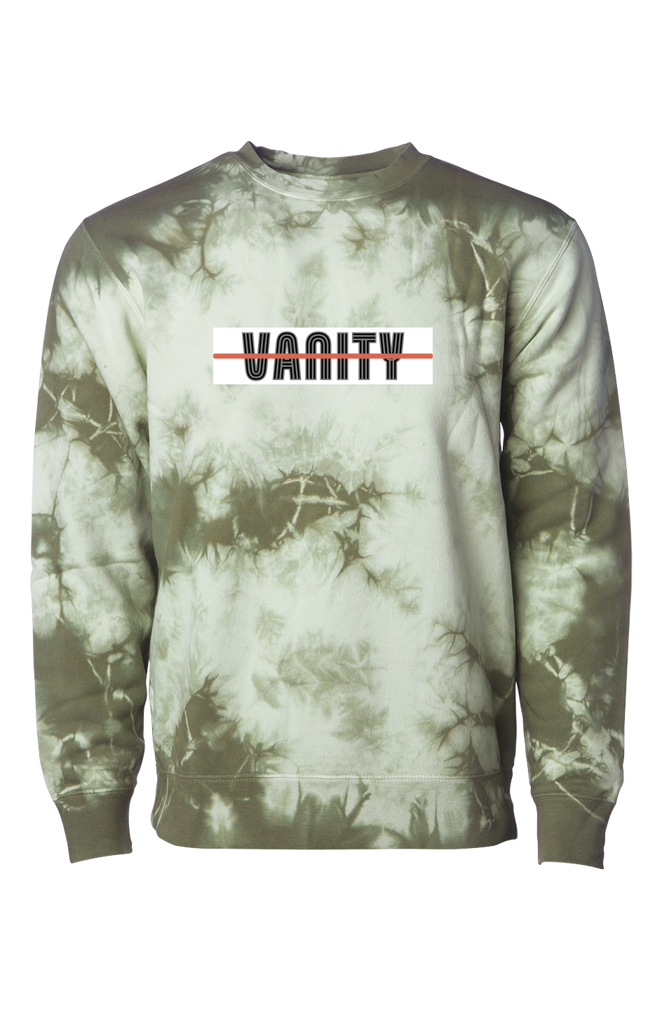 Vanity Unplug Tie Dye Olive Crew Neck