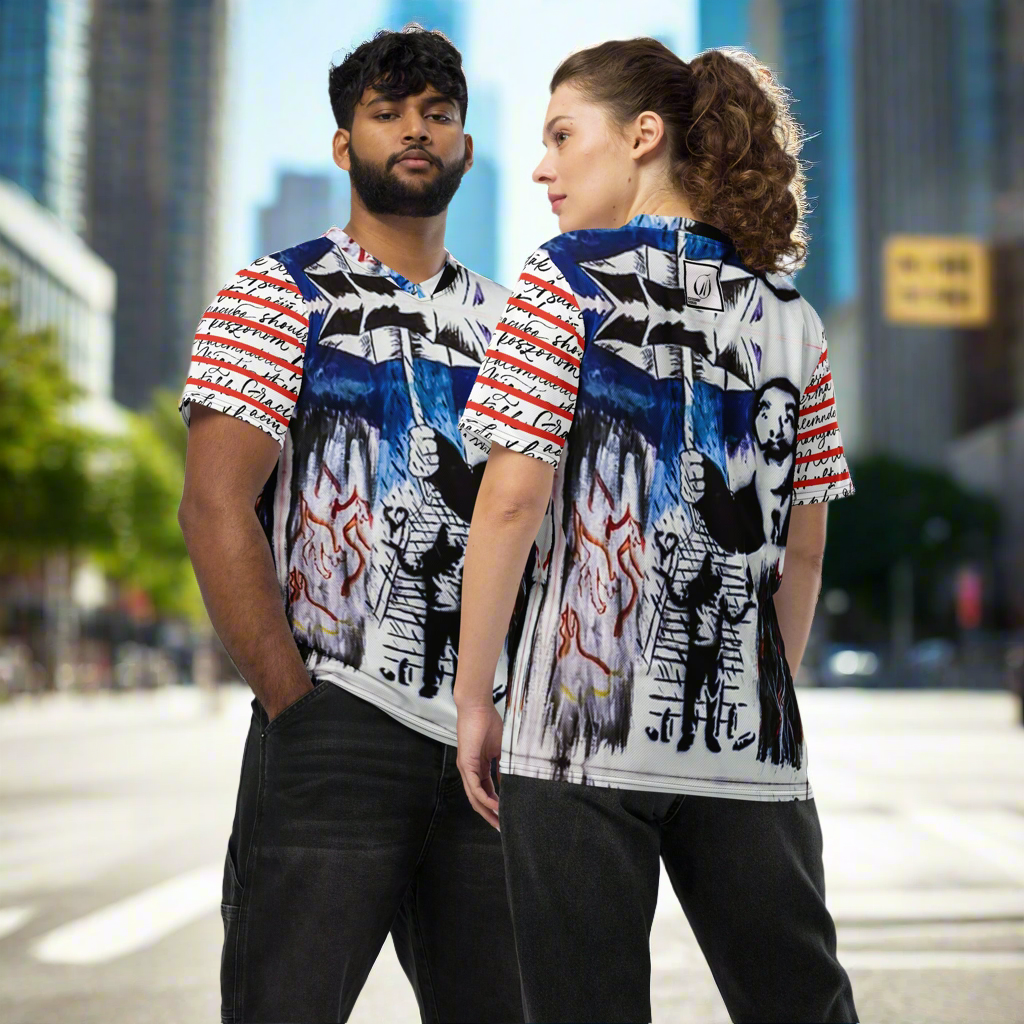 Dali’s Reign of Fire Recycled unisex sports jersey