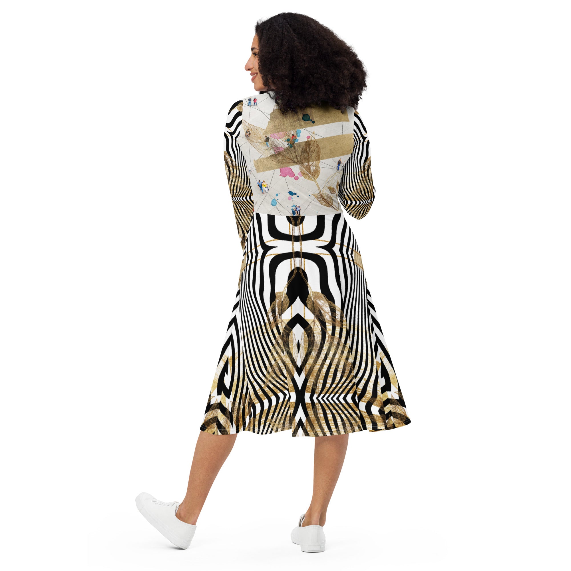 Jungle Jumper All-over print long sleeve midi dress