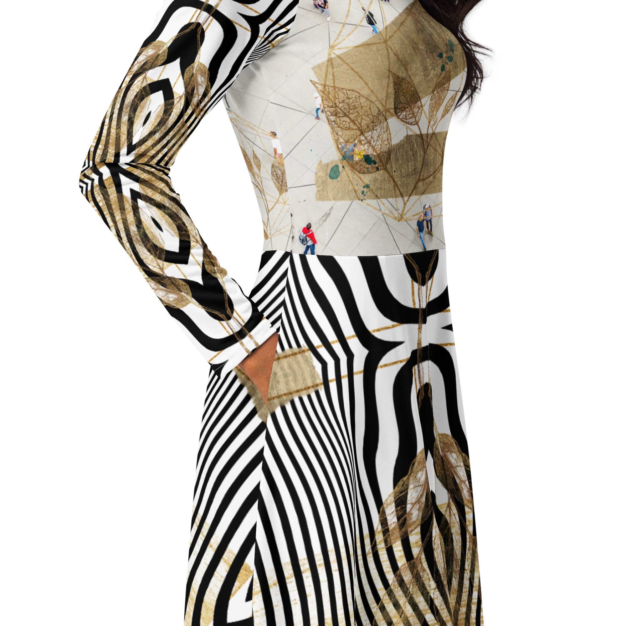 Jungle Jumper All-over print long sleeve midi dress