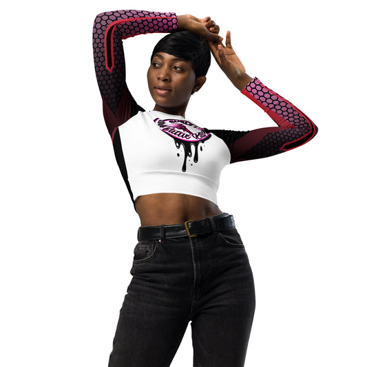 Pretty Gurlz like battle rap Recycled long-sleeve crop top
