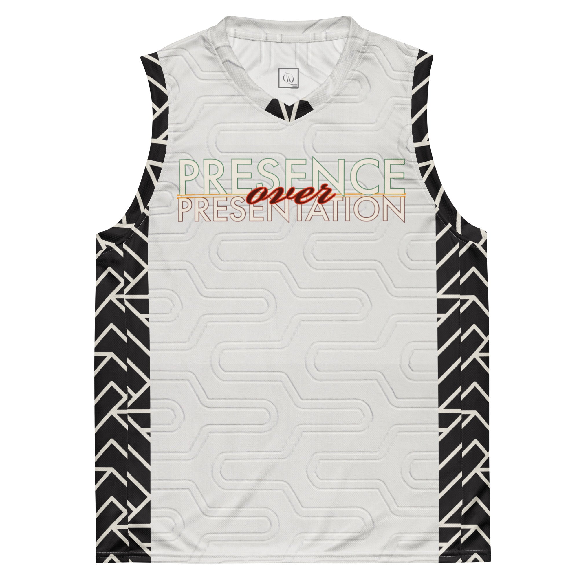 Presence over Presentation Recycled unisex basketball jersey