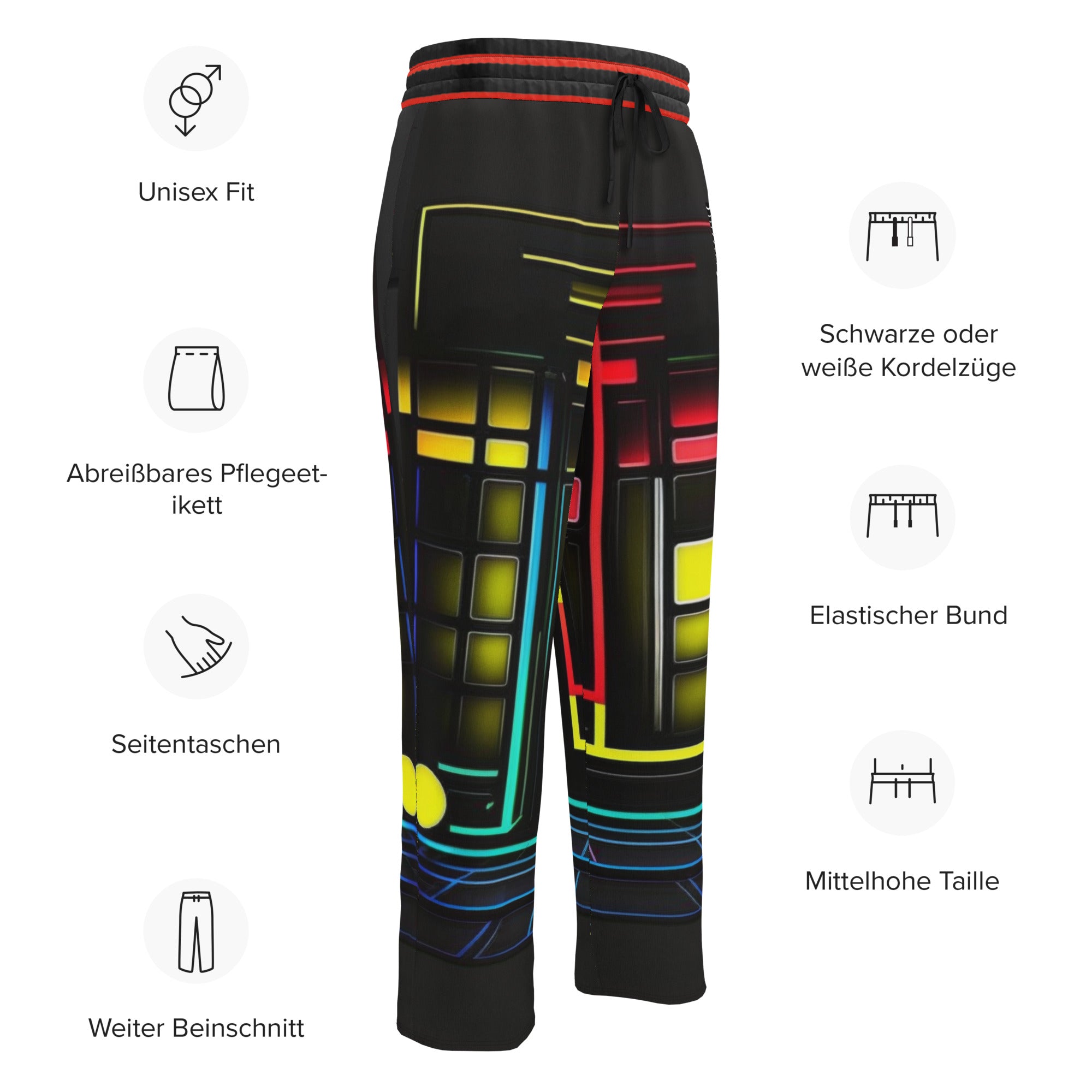 Abstract Black Wide-leg joggers