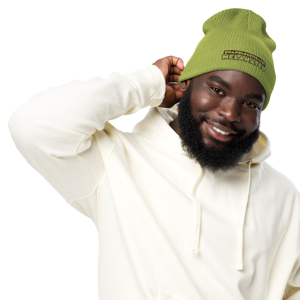 Unapologetically Melanated Organic ribbed beanie