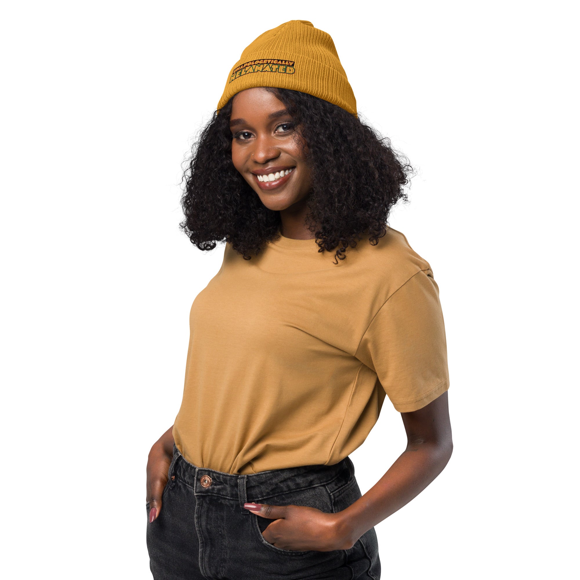 Unapologetically Melanated Organic ribbed beanie