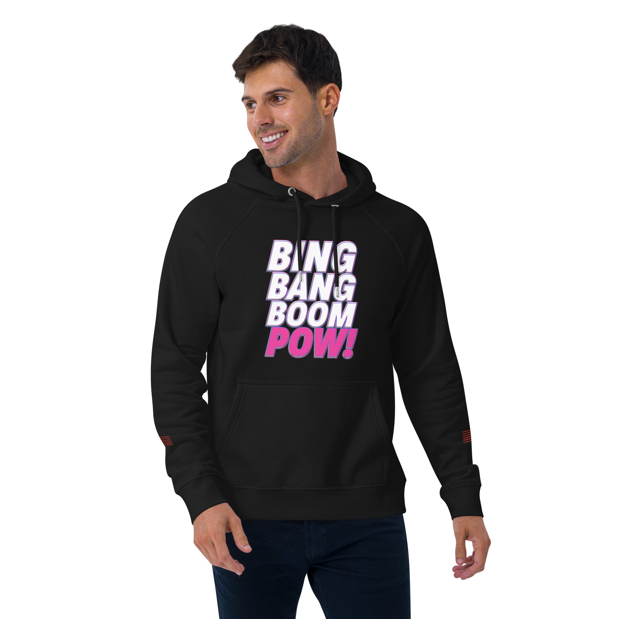 Bing Bang Boom POW! Unisex eco raglan hoodie