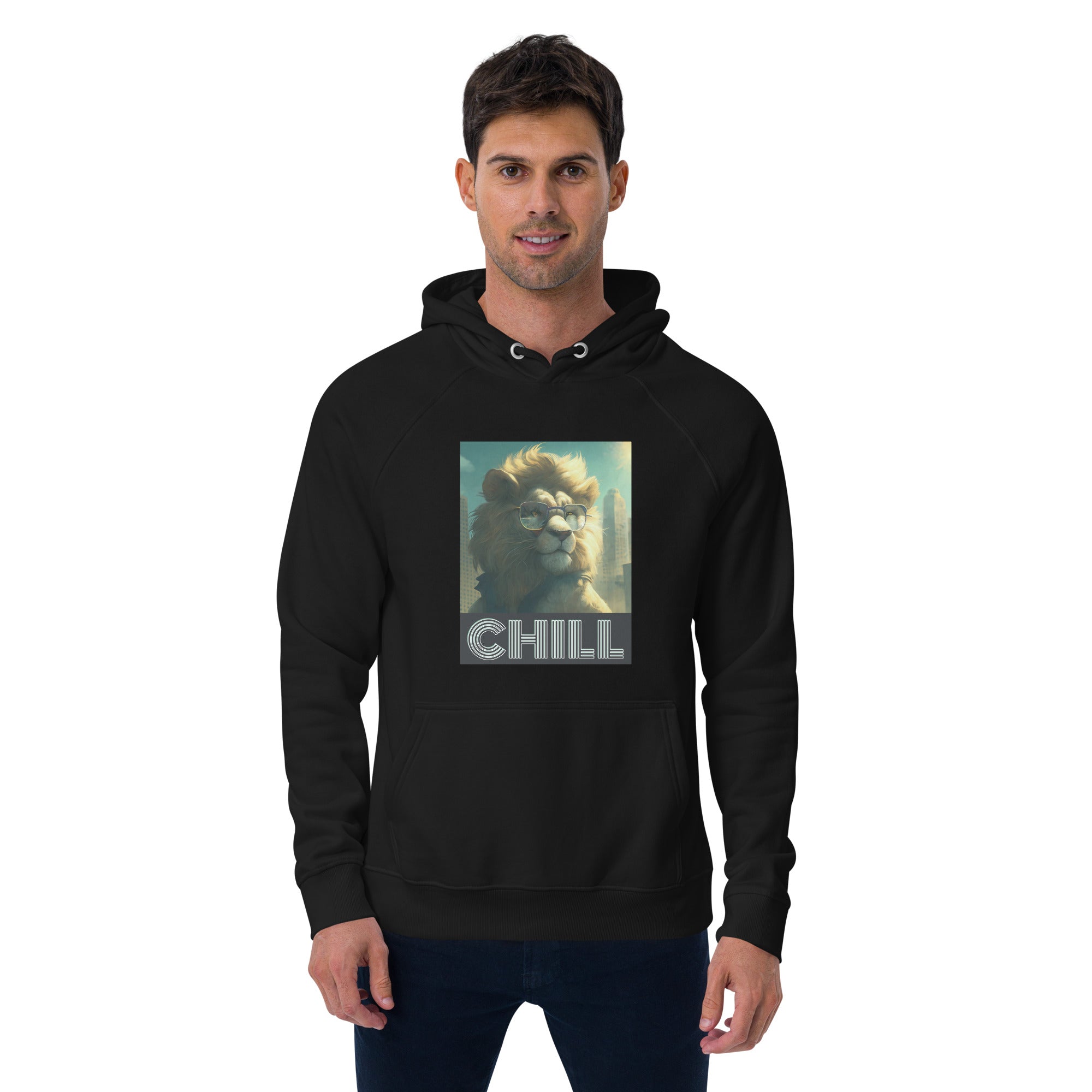 Cool Cat Chill Unisex eco raglan hoodie