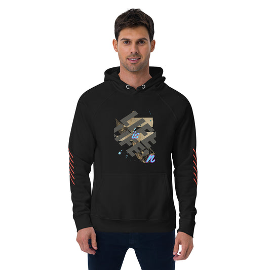 Life is Life’n Unisex eco raglan hoodie