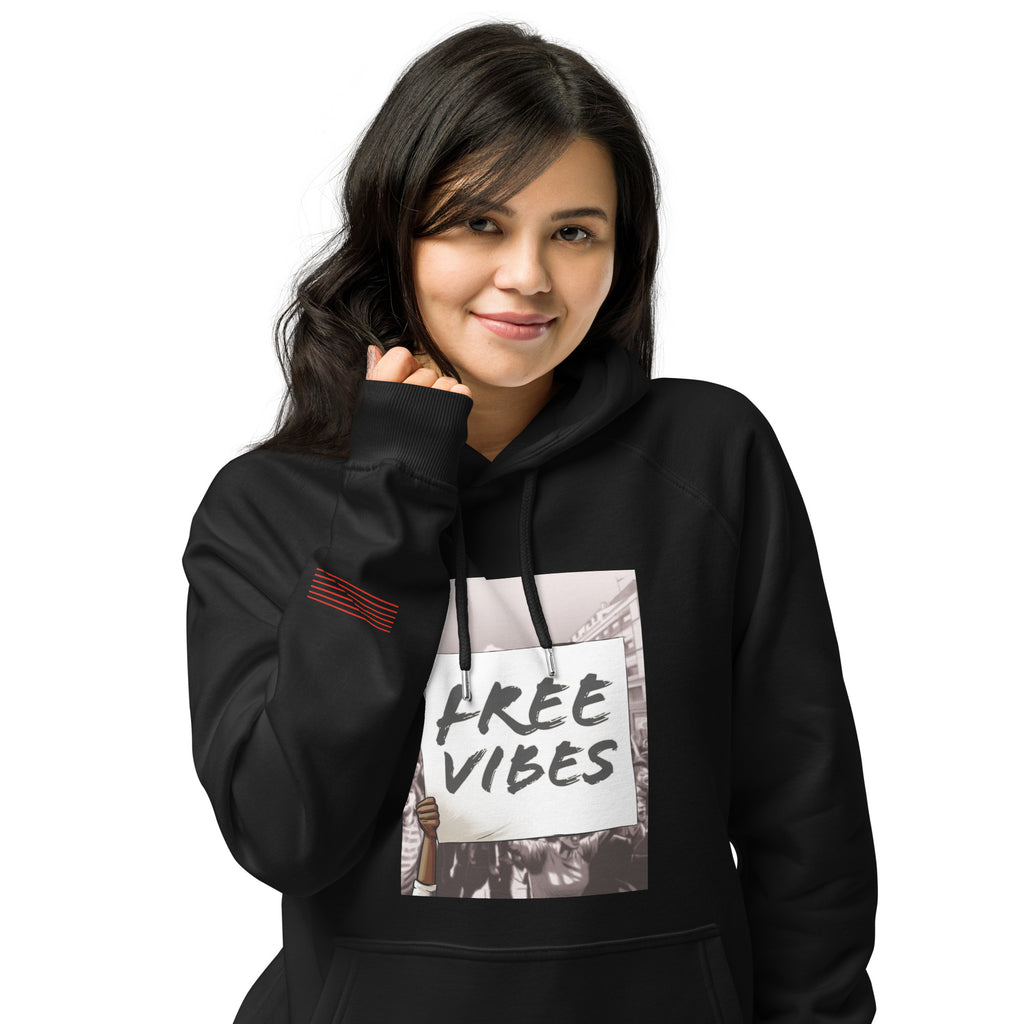 Free Vibes Protest Unisex eco raglan hoodie