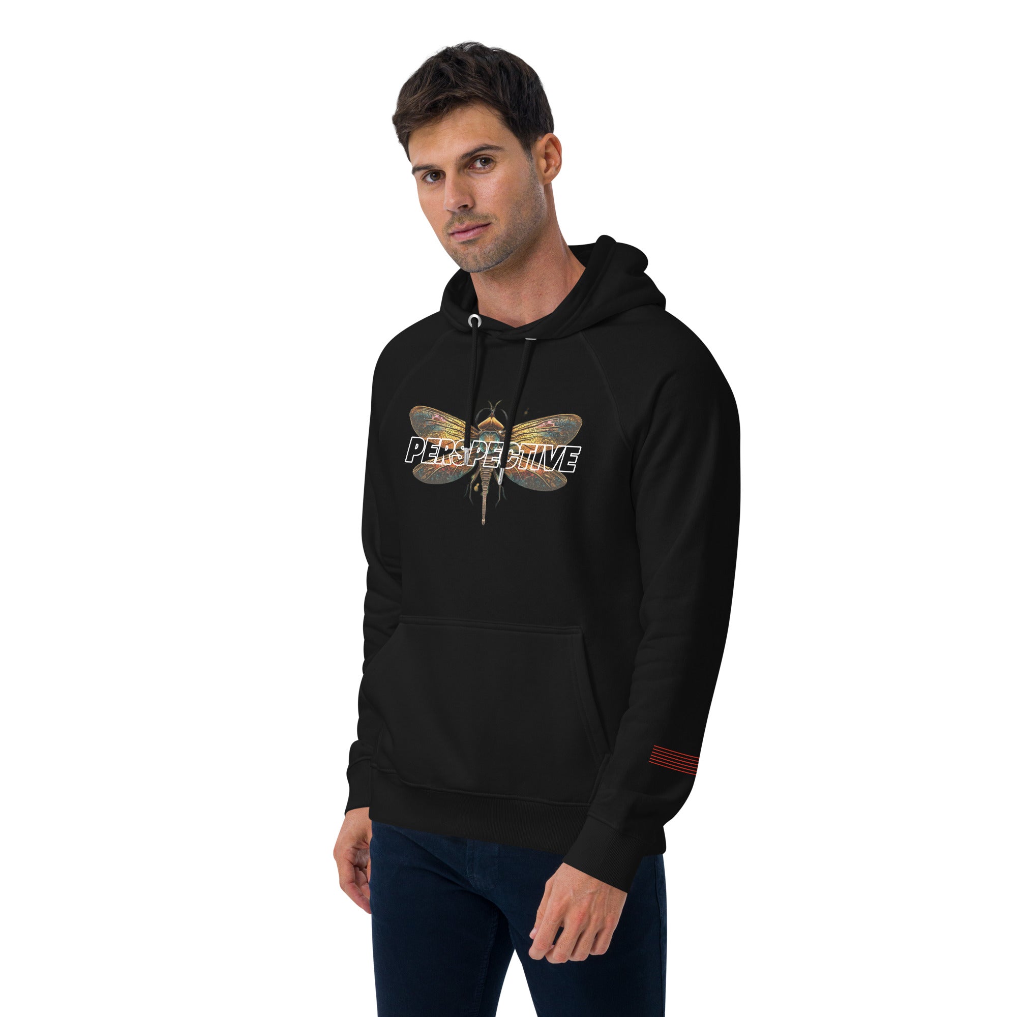 Dragonfly Perspective Unisex eco raglan hoodie