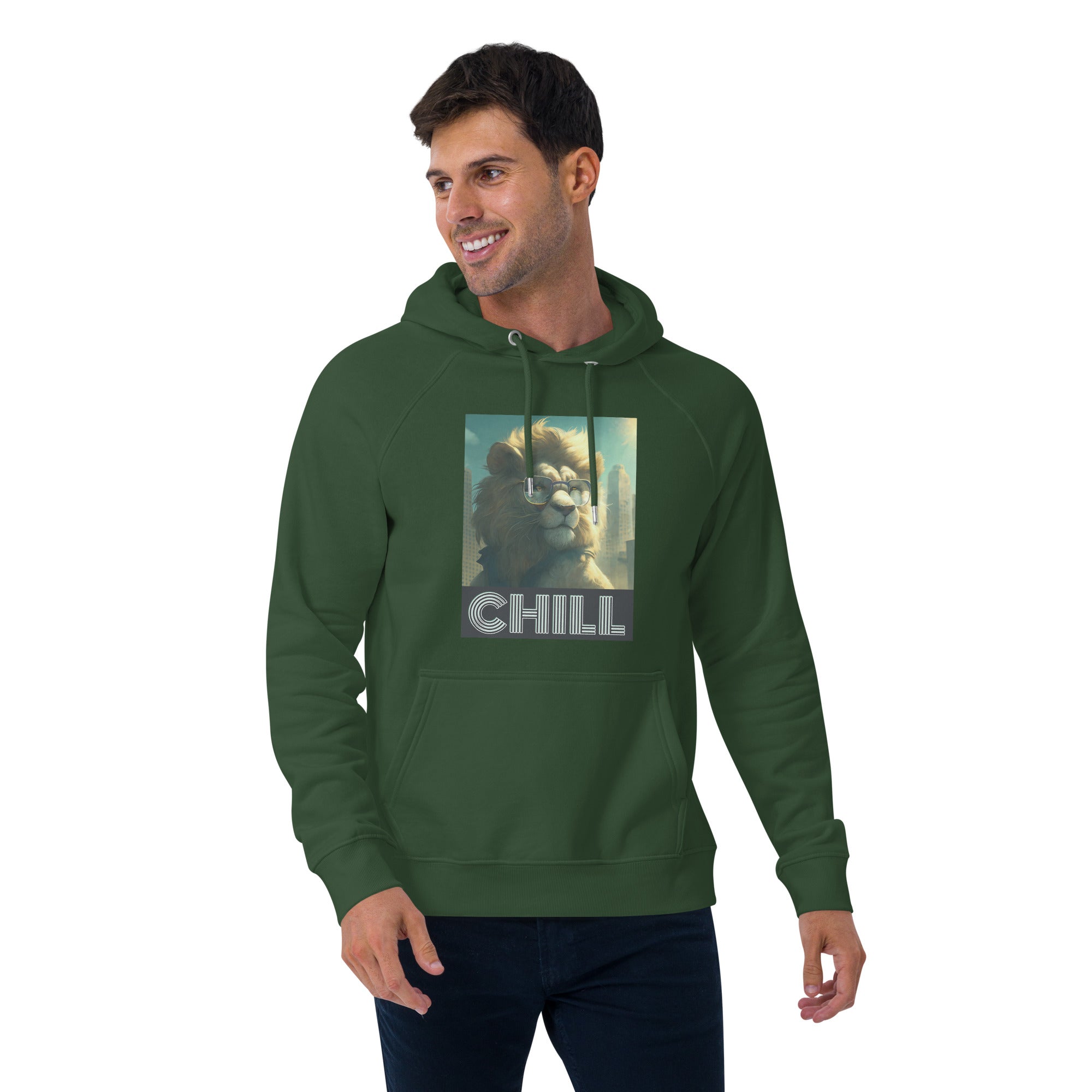 Cool Cat Chill Unisex eco raglan hoodie