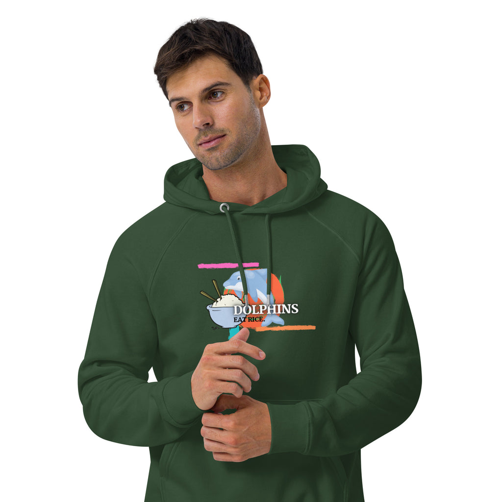 Dolphins Eat Rice Unisex eco raglan hoodie