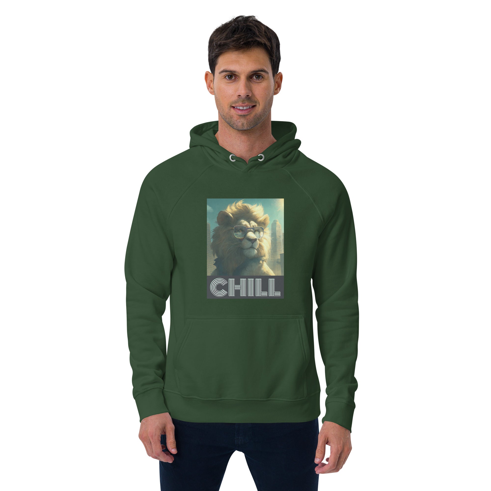 Cool Cat Chill Unisex eco raglan hoodie