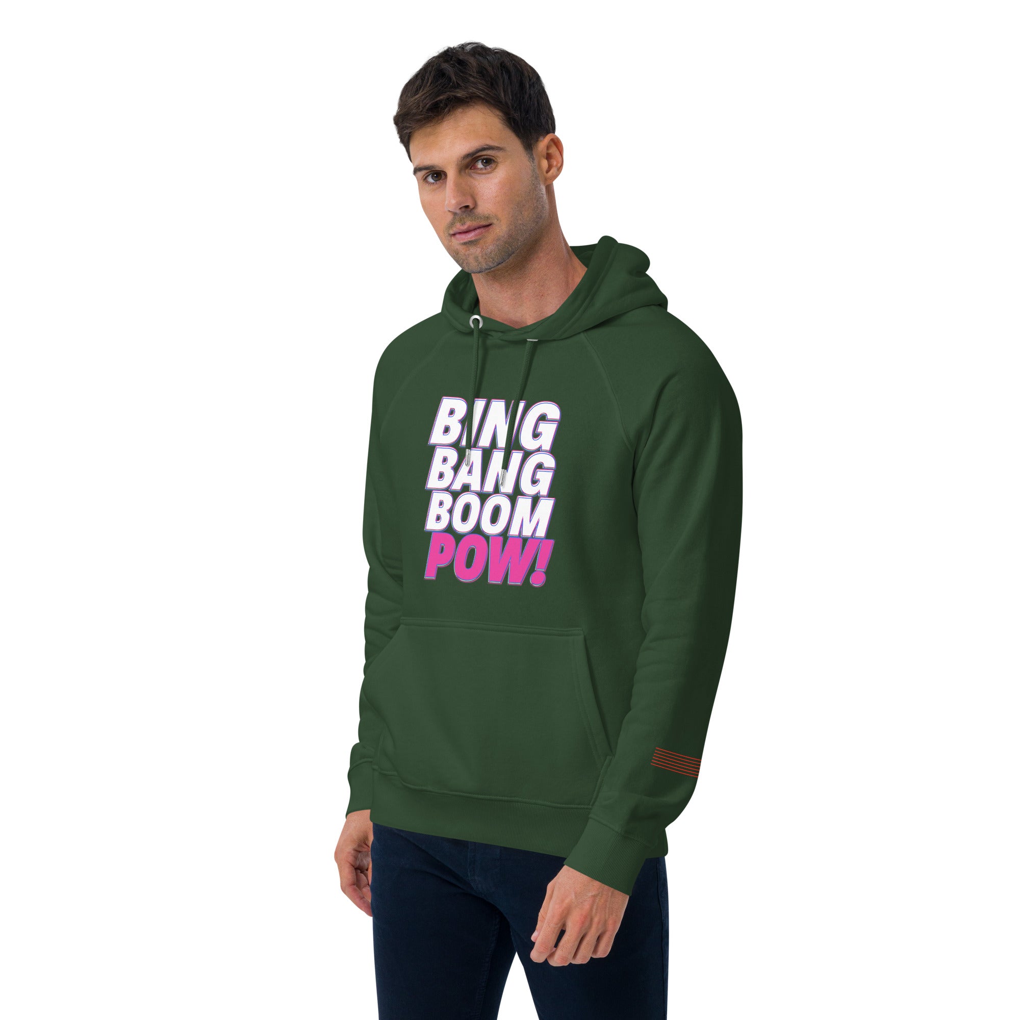 Bing Bang Boom POW! Unisex eco raglan hoodie