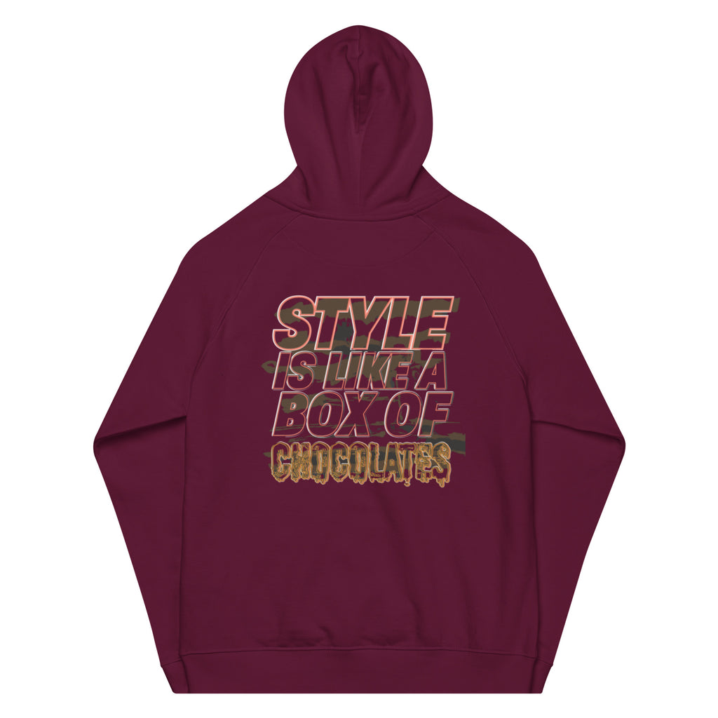 Melanated Masterpiece (Chocolates) Unisex eco raglan hoodie