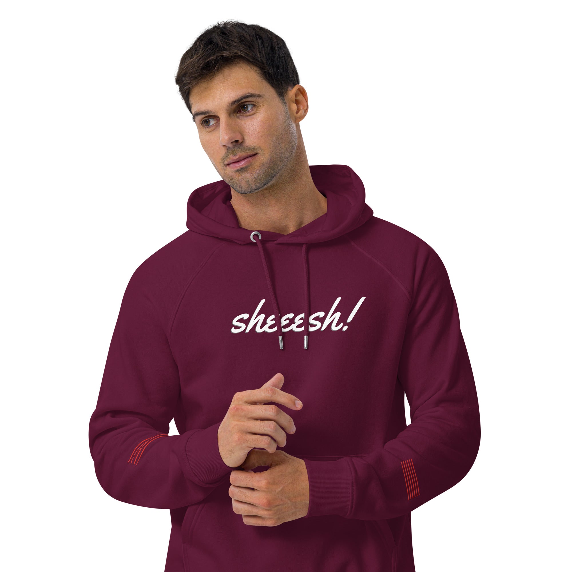 Sheeesh Unplug Unisex eco raglan hoodie