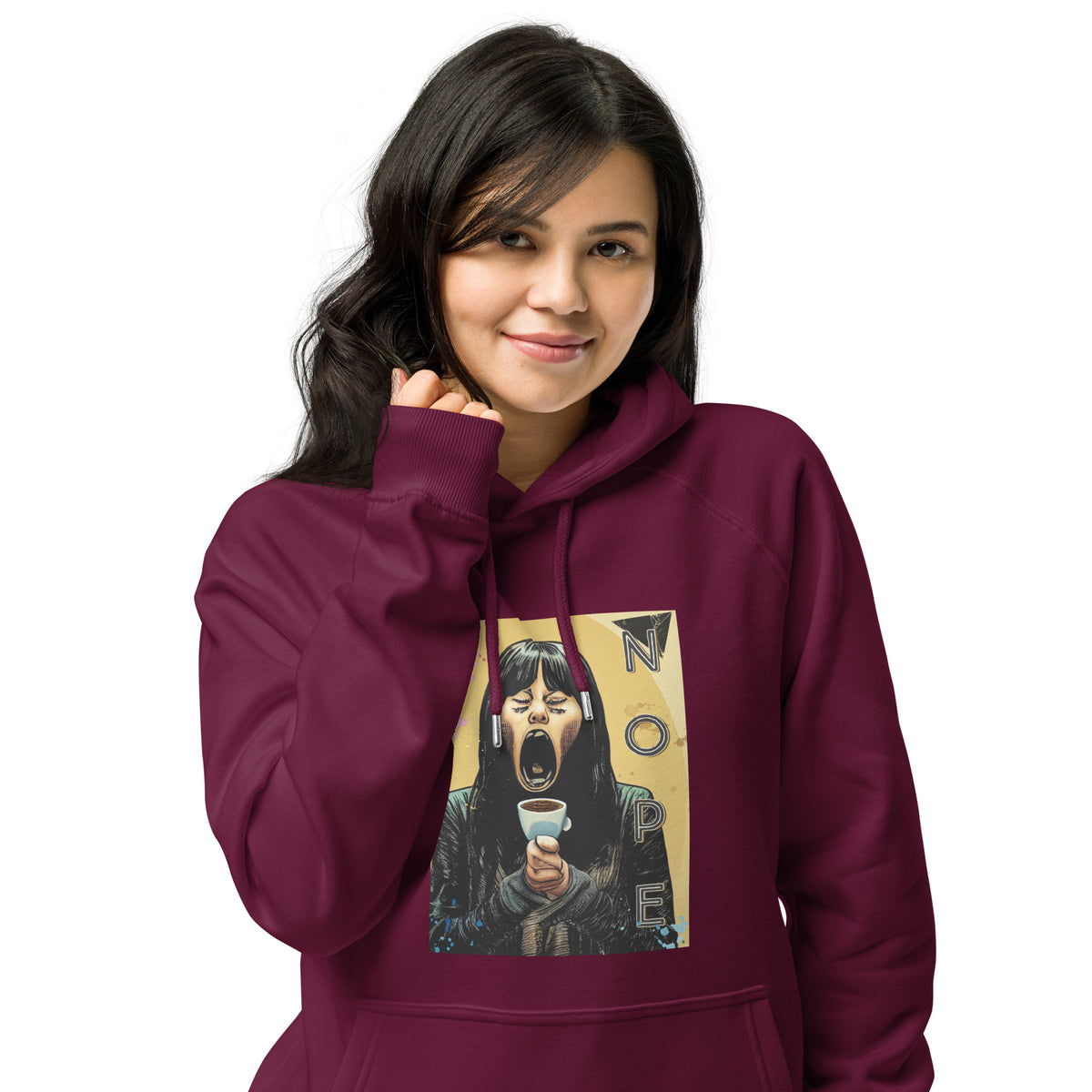 Nope! Coffee 1st Unisex eco raglan hoodie
