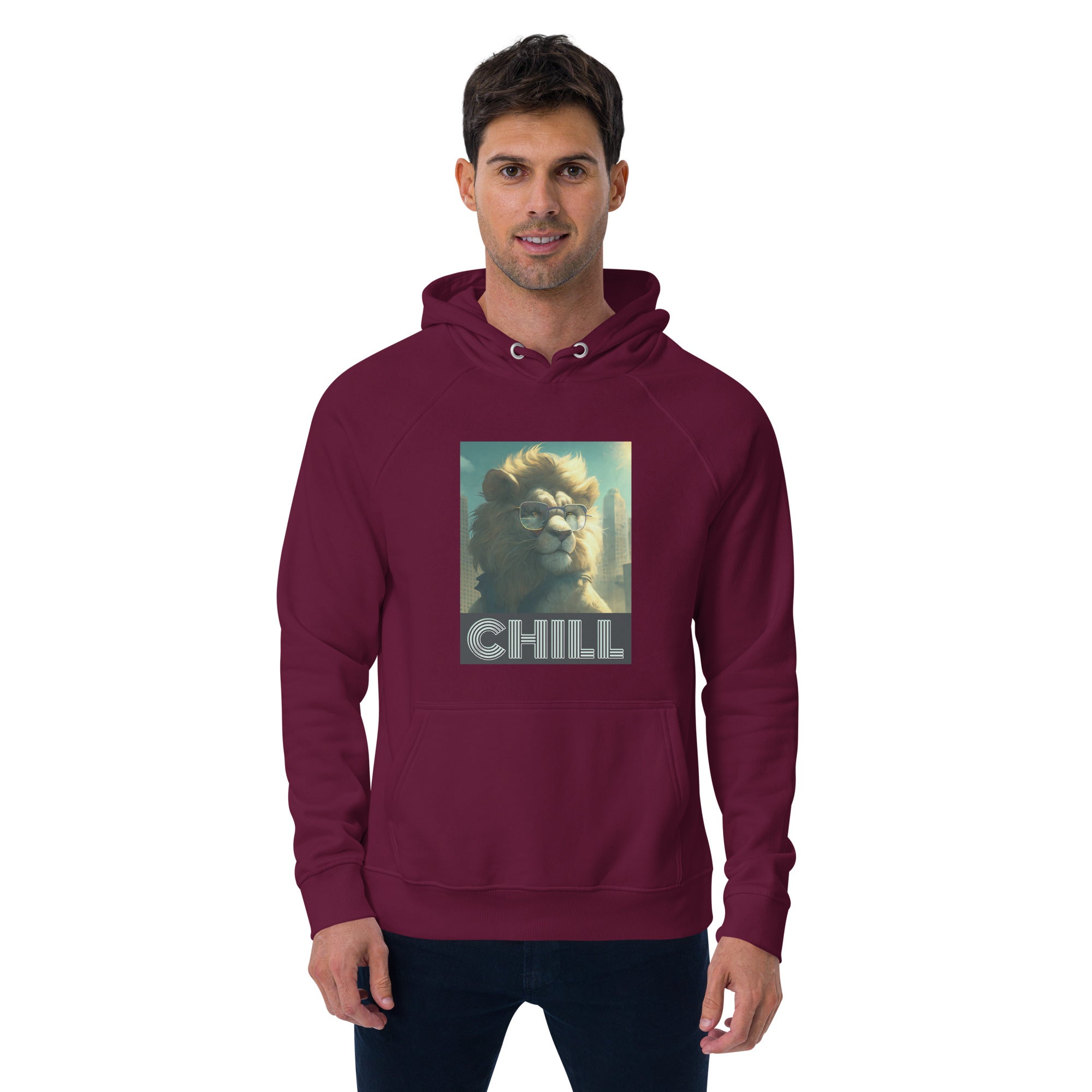 Cool Cat Chill Unisex eco raglan hoodie