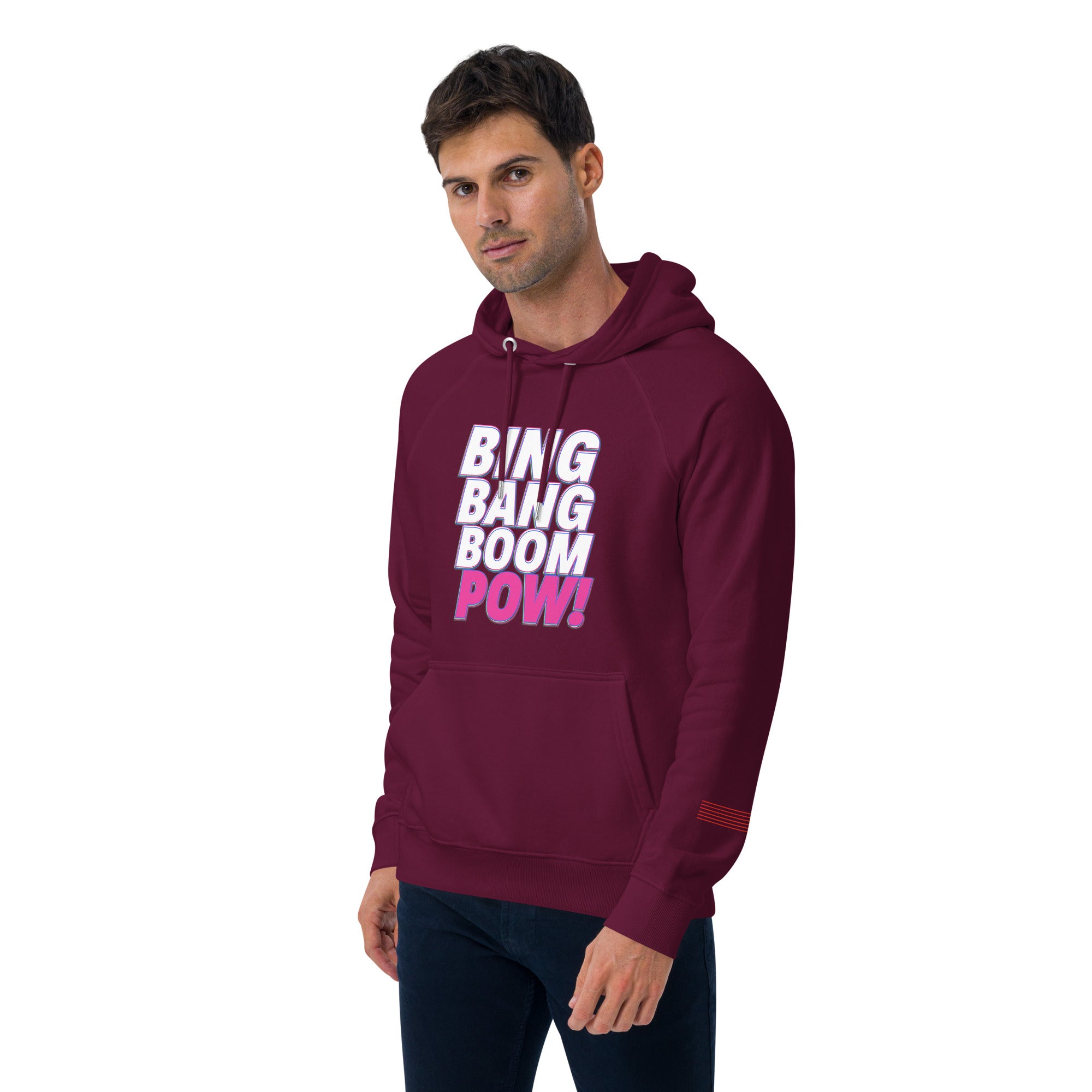 Bing Bang Boom POW! Unisex eco raglan hoodie