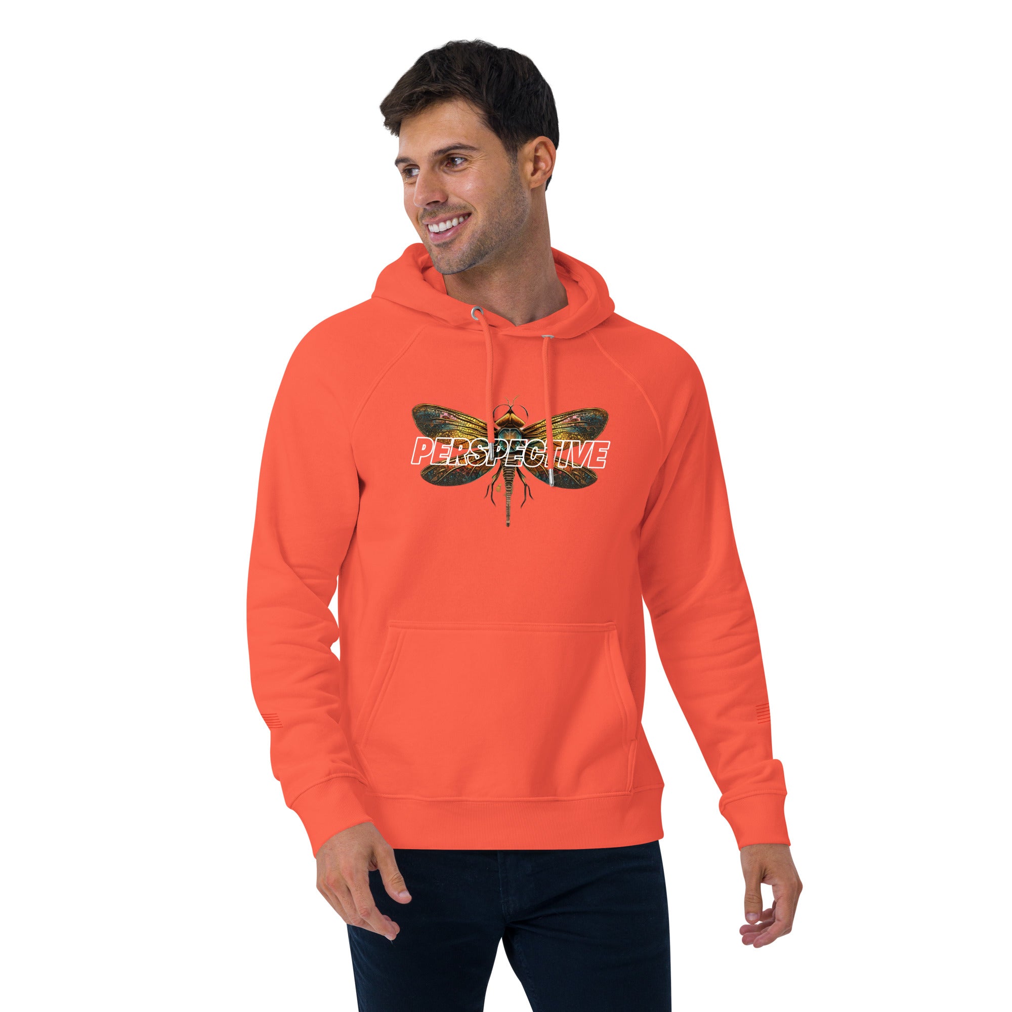 Dragonfly Perspective Unisex eco raglan hoodie