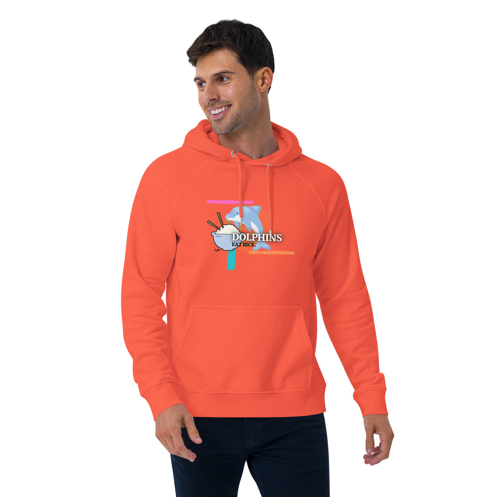 Dolphins Eat Rice Unisex eco raglan hoodie