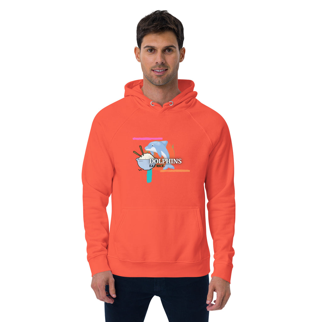 Dolphins Eat Rice Unisex eco raglan hoodie