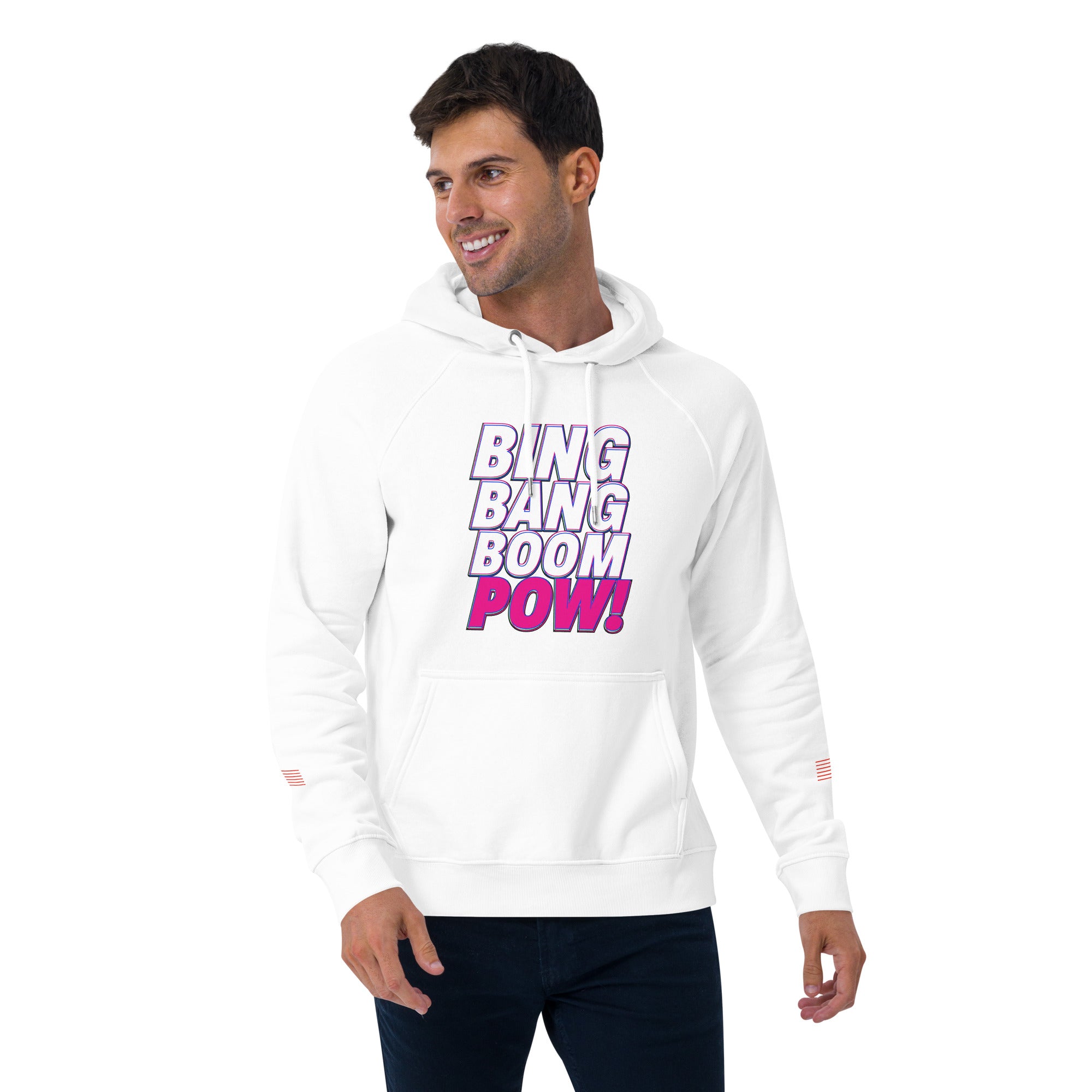 Bing Bang Boom POW! Unisex eco raglan hoodie