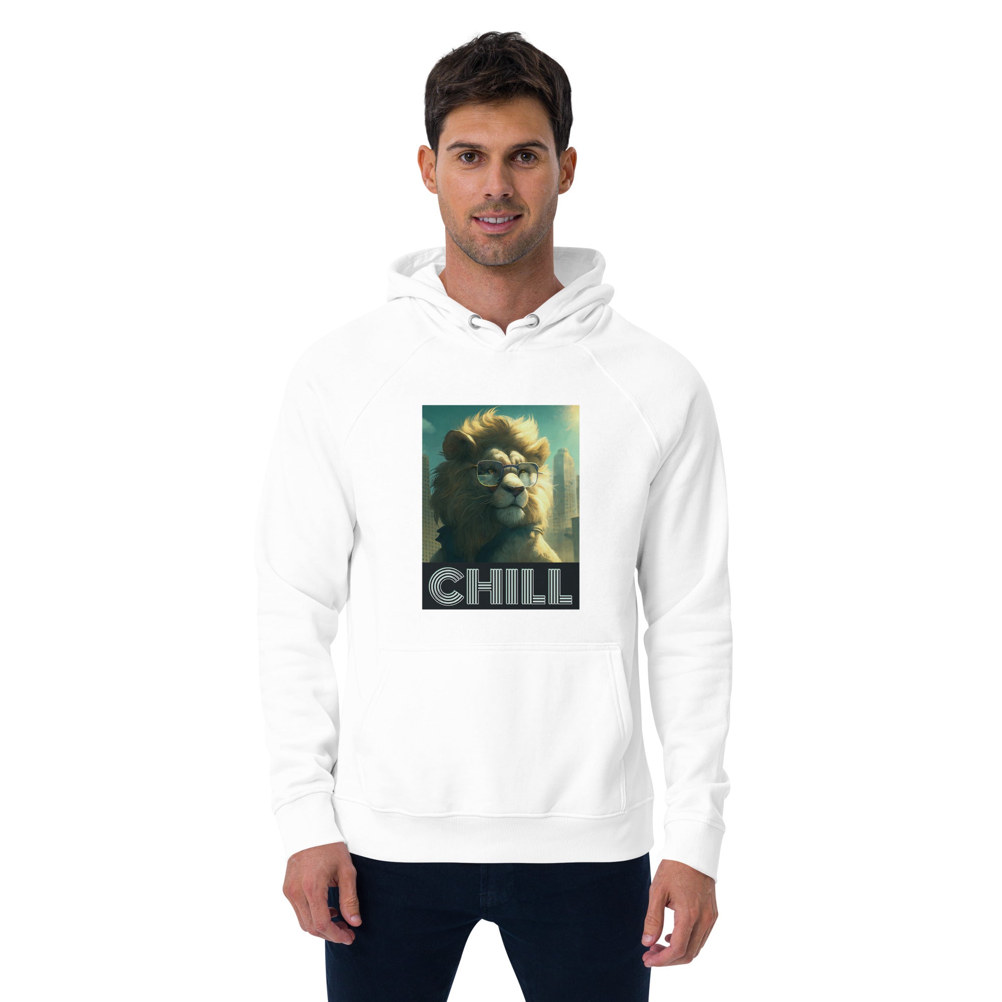 Cool Cat Chill Unisex eco raglan hoodie