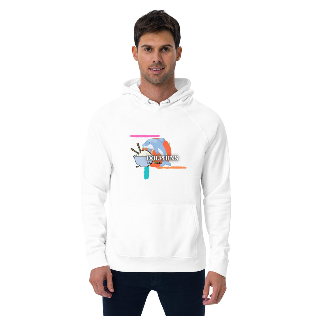 Dolphins Eat Rice Unisex eco raglan hoodie