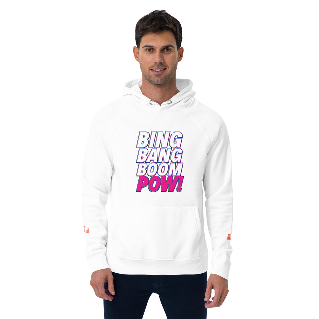 Bing Bang Boom POW! Unisex eco raglan hoodie