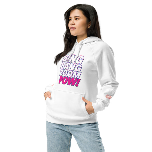 Bing Bang Boom POW! Unisex eco raglan hoodie