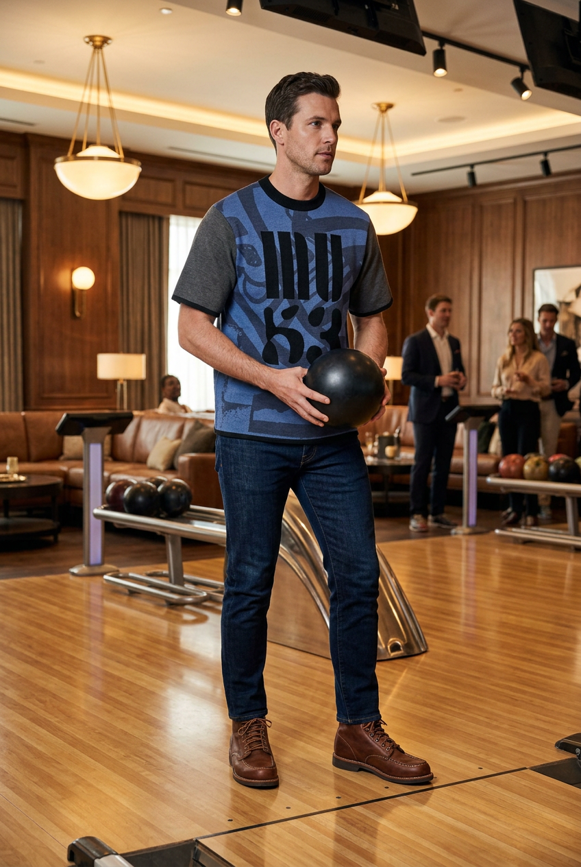 Abstract MU53 Blue Knitted classic tee