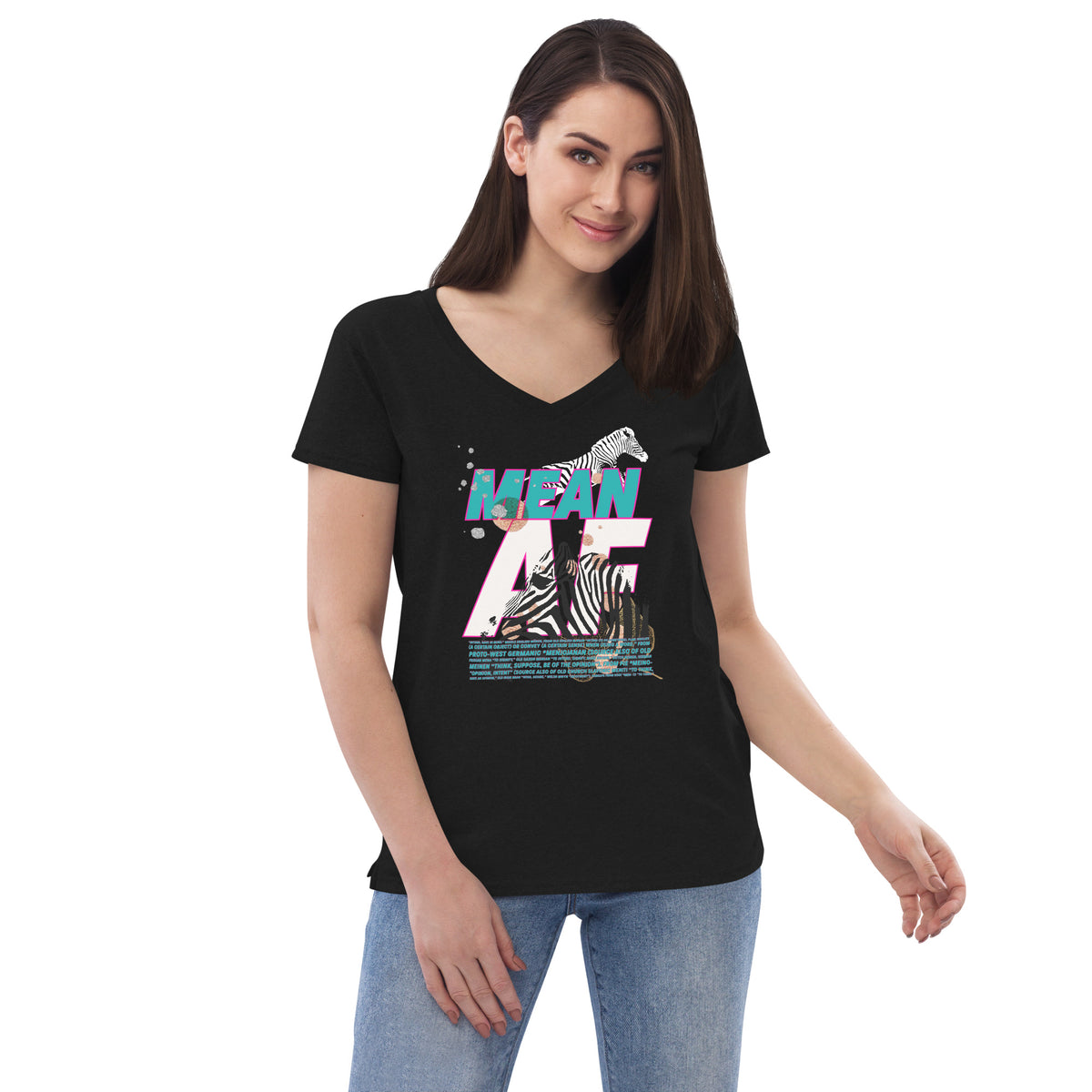 MEAN AF Women’s recycled v-neck t-shirt