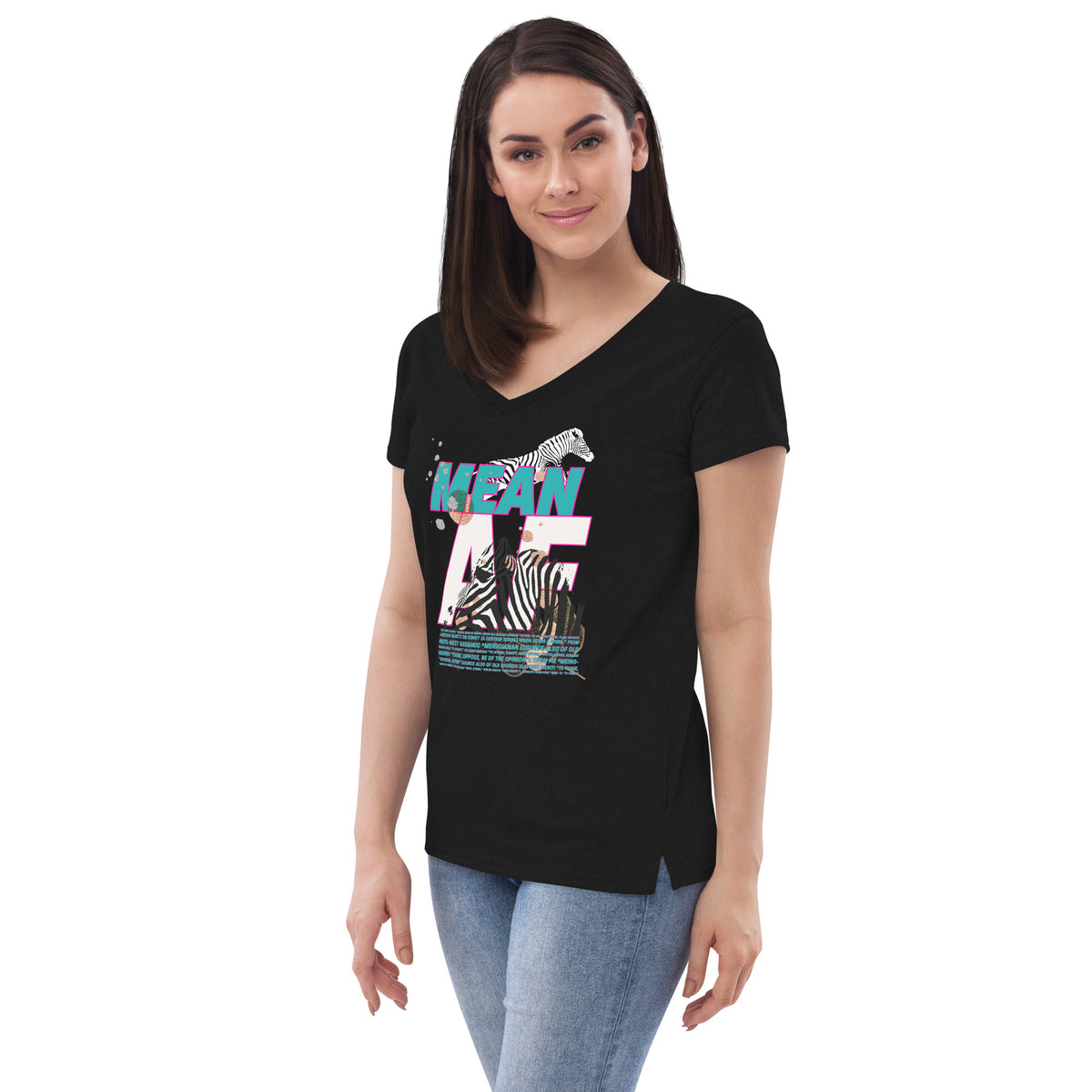 MEAN AF Women’s recycled v-neck t-shirt