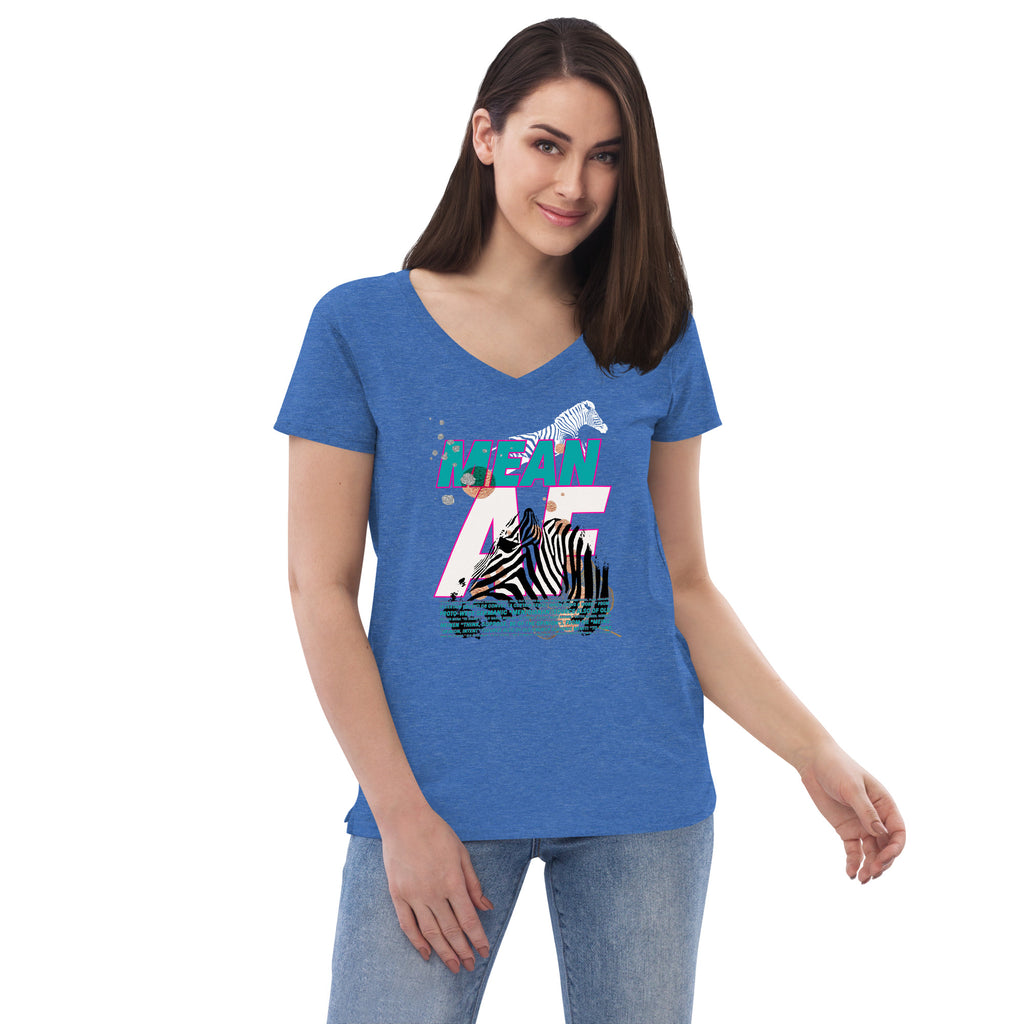 MEAN AF Women’s recycled v-neck t-shirt