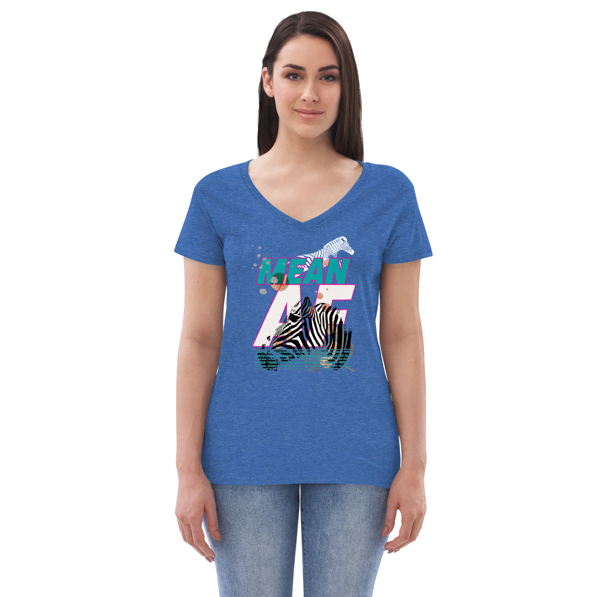 MEAN AF Women’s recycled v-neck t-shirt