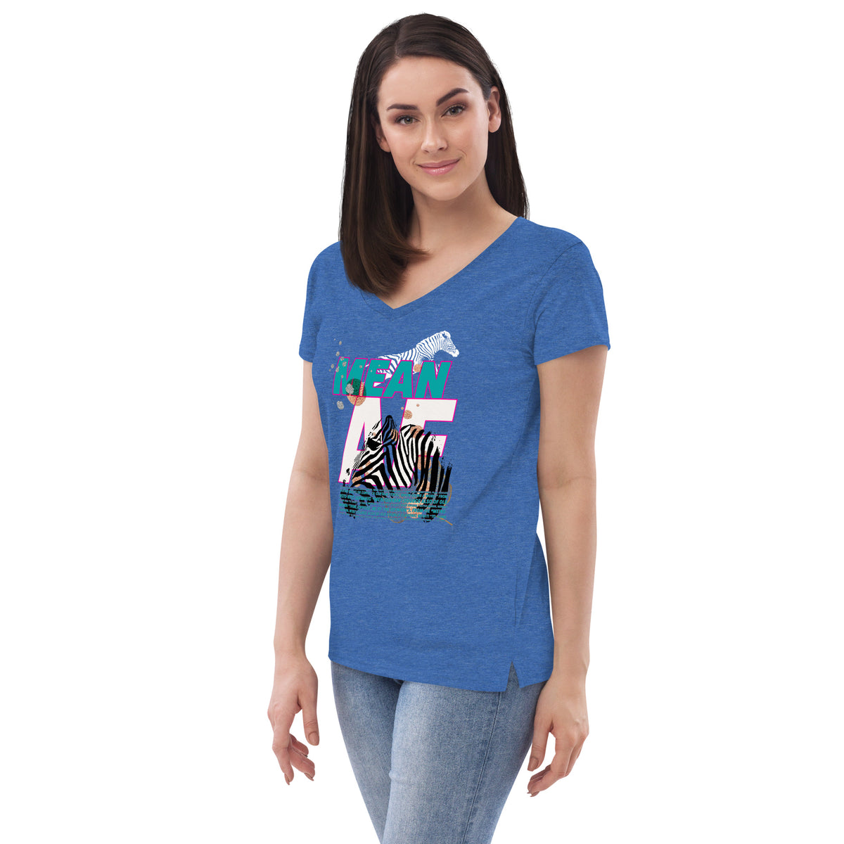 MEAN AF Women’s recycled v-neck t-shirt