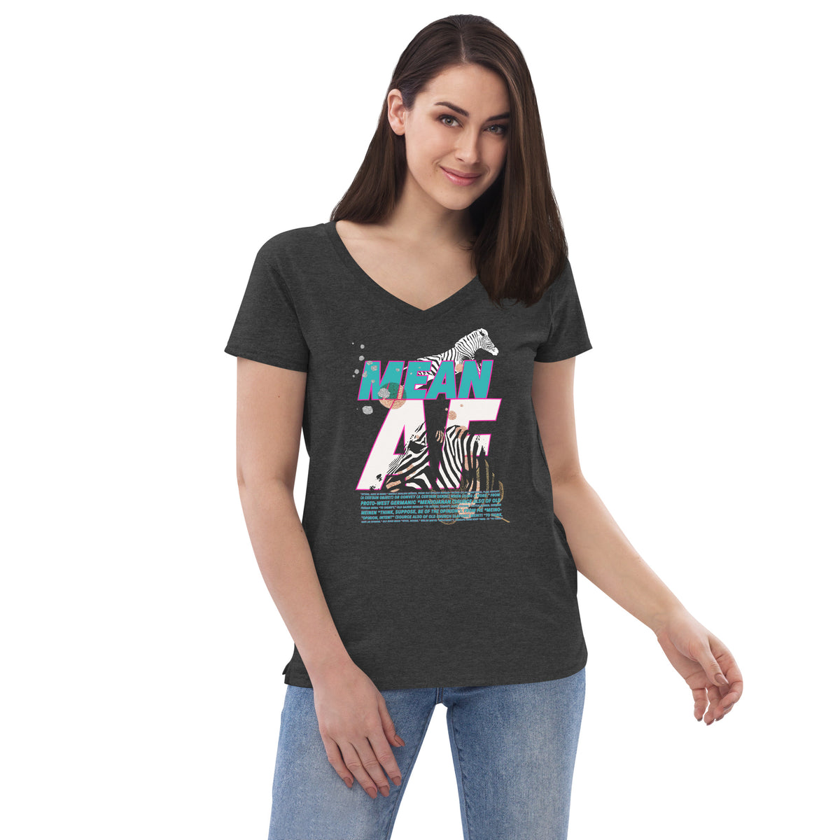 MEAN AF Women’s recycled v-neck t-shirt
