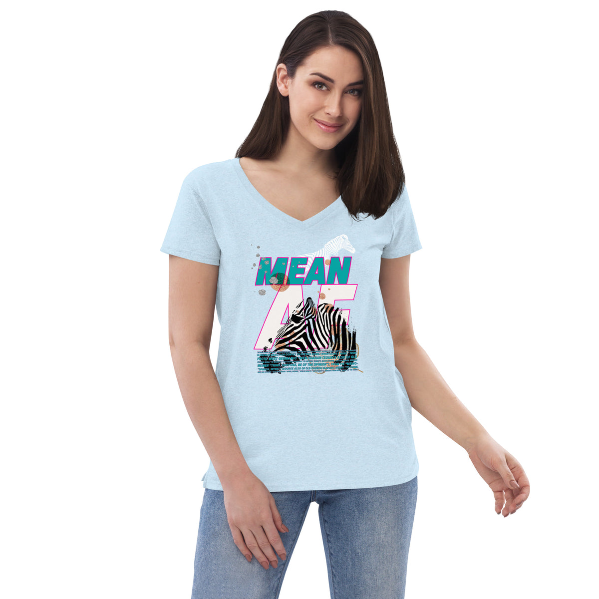 MEAN AF Women’s recycled v-neck t-shirt