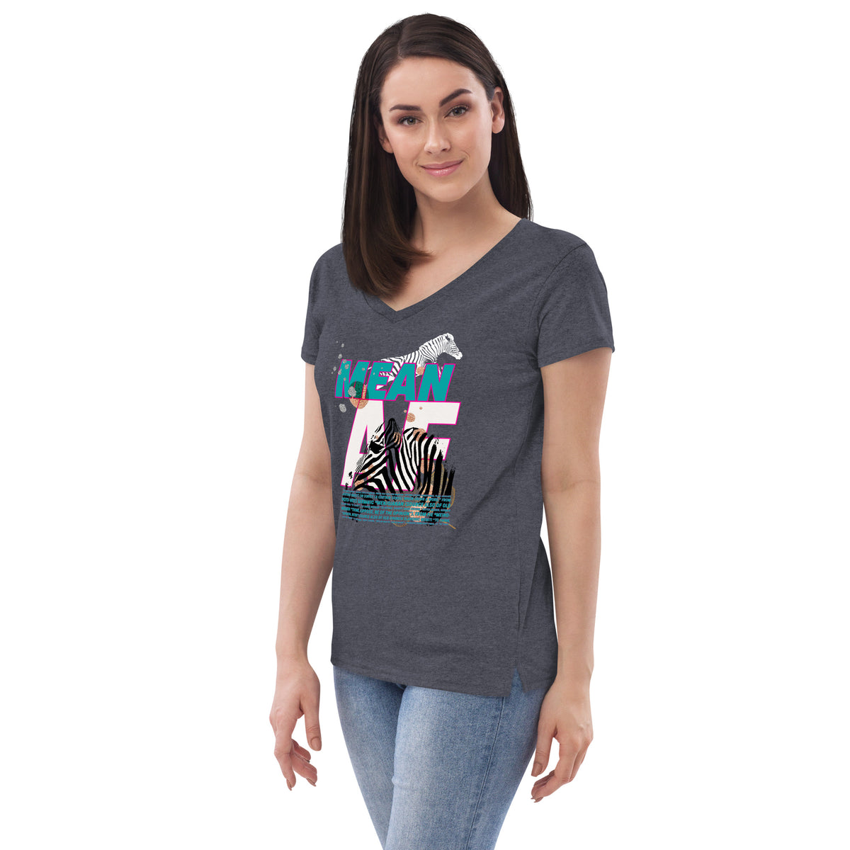 MEAN AF Women’s recycled v-neck t-shirt