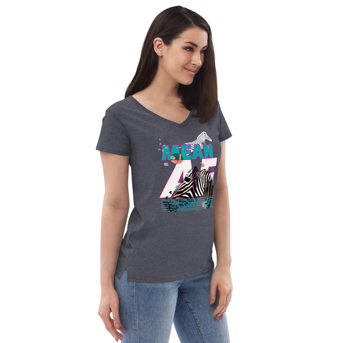MEAN AF Women’s recycled v-neck t-shirt