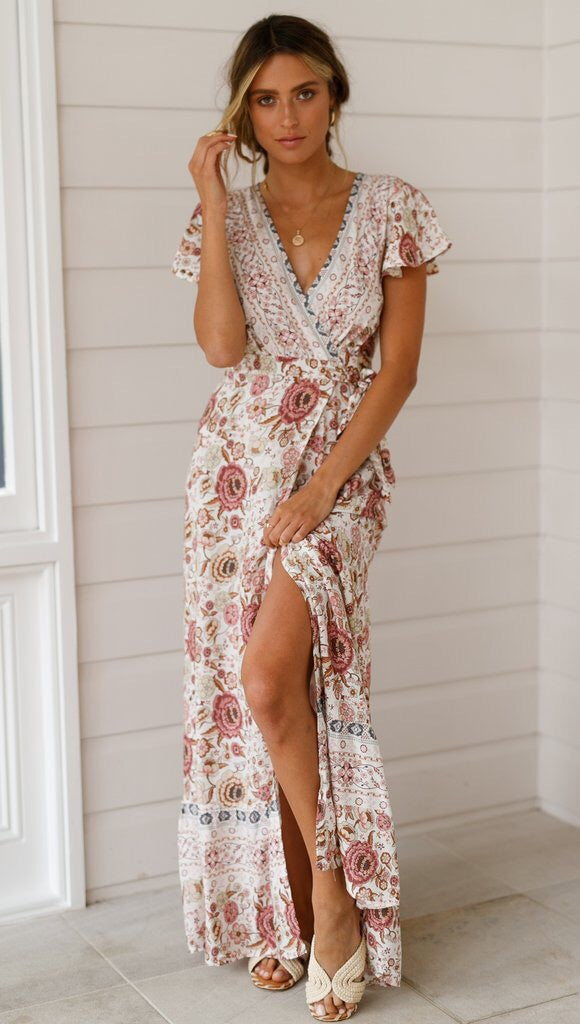 Cross-border summer casual holiday print dress - Commercial Universe Boutique 