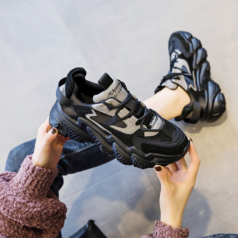 Shoes women 2020 new thick soled women''s shoes versatile sports shoes black fashion net red daddy shoes spring 2021 - Commercial Universe Boutique 
