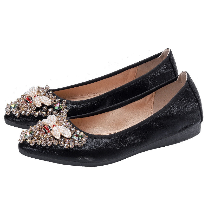 Rhinestone Single Shoes Women Korean Student Casual Shoes - Commercial Universe Boutique 