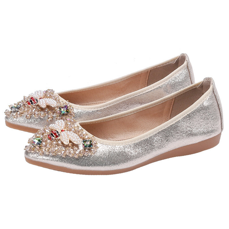 Rhinestone Single Shoes Women Korean Student Casual Shoes - Commercial Universe Boutique 